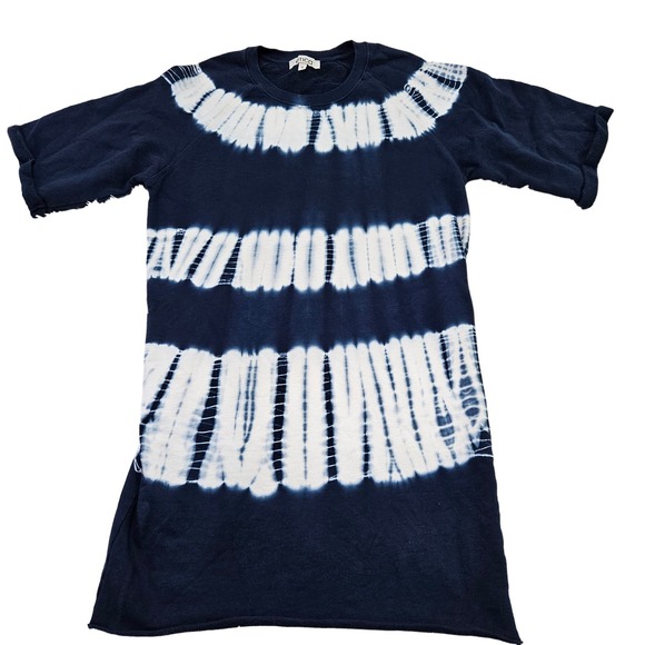 Etica Blue Tie Dye 1/2 Sleeve T-shirt Dress Sz S Boho Beachy Relaxed Casual - Picture 2 of 7